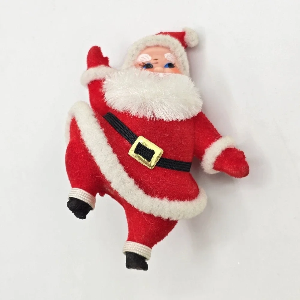 Vintage Santa Flocked Figurine Christmas‎ Decoration 4